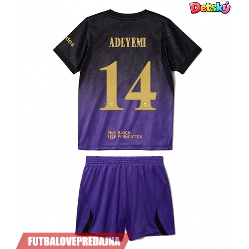 Lacne Dětský Futbalové dres Barcelona Karim Adeyemi #14 2026-27 Krátky Rukáv - Preč (+ trenírky)